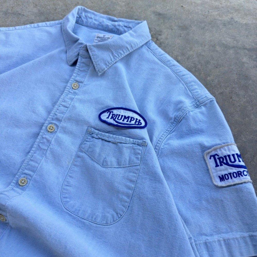 Vintage Y2K Triumph x Lucky Brand Denim Shirt Biker Workwear Blue XL (L2)